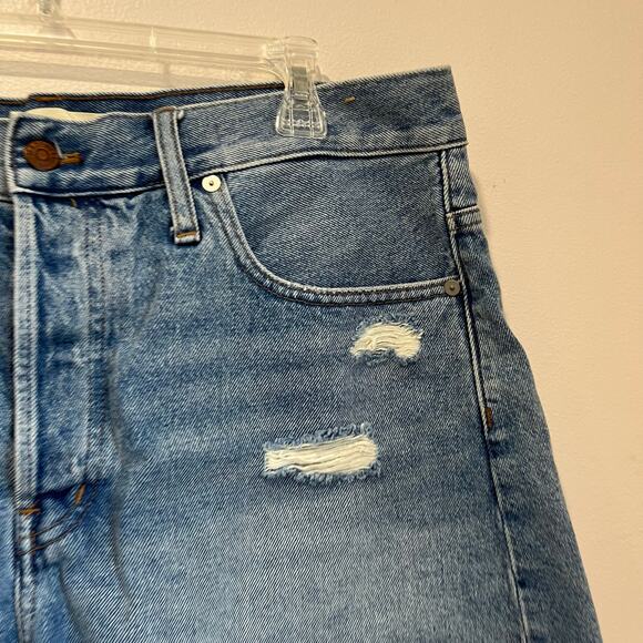 Madewell Relaxed Denim Shorts Distressed High Rise Blue Cotton Size 32 - Picture 9 of 9